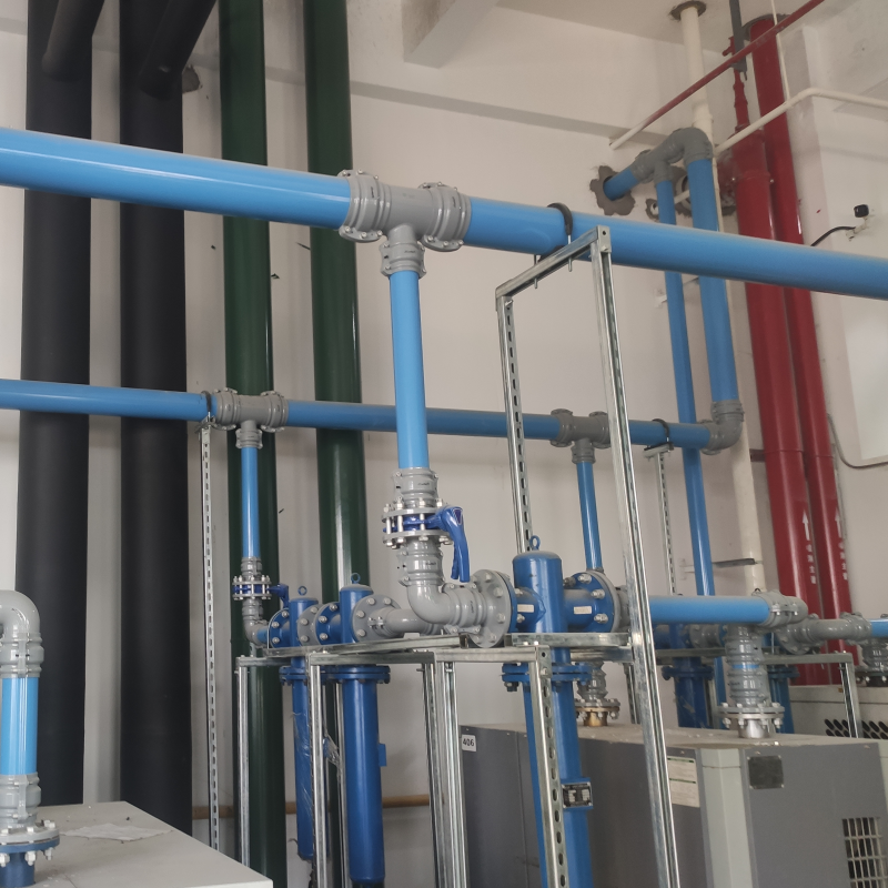Blue aluminium compressed air pipes